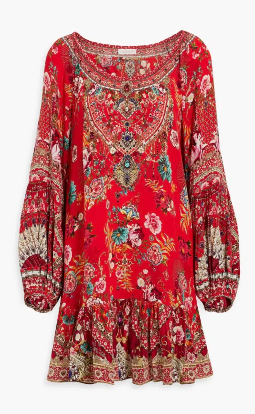 Camilla Frill Dress Red Print Size 18 for rent on The Volte - main image