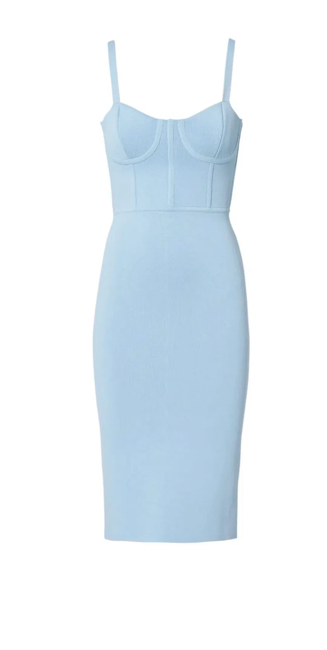 Scanlan Theodore Crepe Knit Bustier Dress Blue Size 8 for rent on The Volte - main image