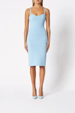 Scanlan Theodore Crepe Knit Bustier Dress Blue Size 8 for rent on The Volte - image 2