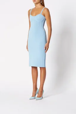 Scanlan Theodore Crepe Knit Bustier Dress Blue Size 8 for rent on The Volte - image 1