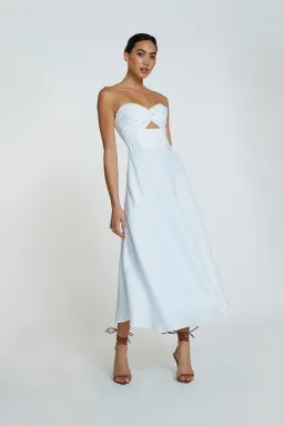By Johnny Penelope Strapless Midi Dress Ivory Size 6 for rent on The Volte - image 1