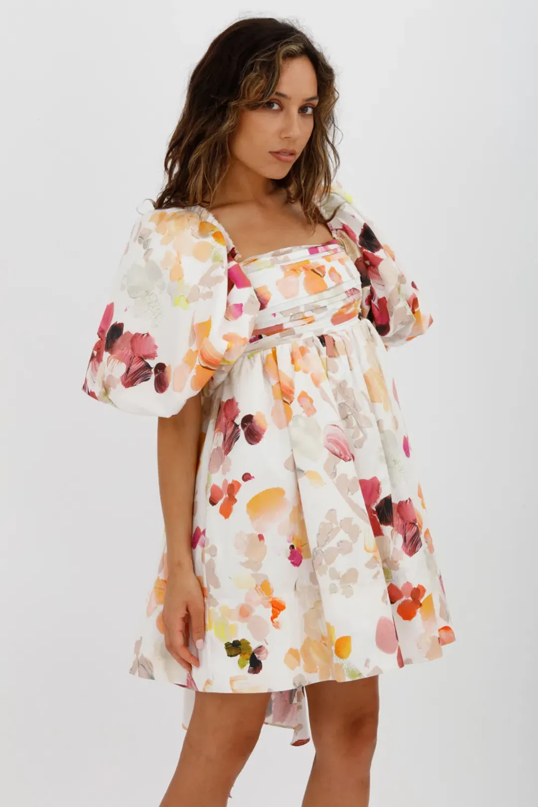 AJE Dassia Puff Sleeve Mini Dress Floral Print Size 10 for rent on The Volte - main image