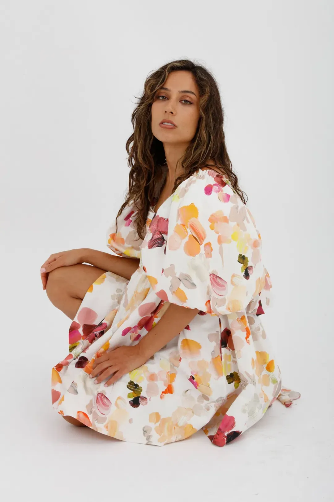 AJE Dassia Puff Sleeve Mini Dress Floral Print Size 10 for rent on The Volte - main image