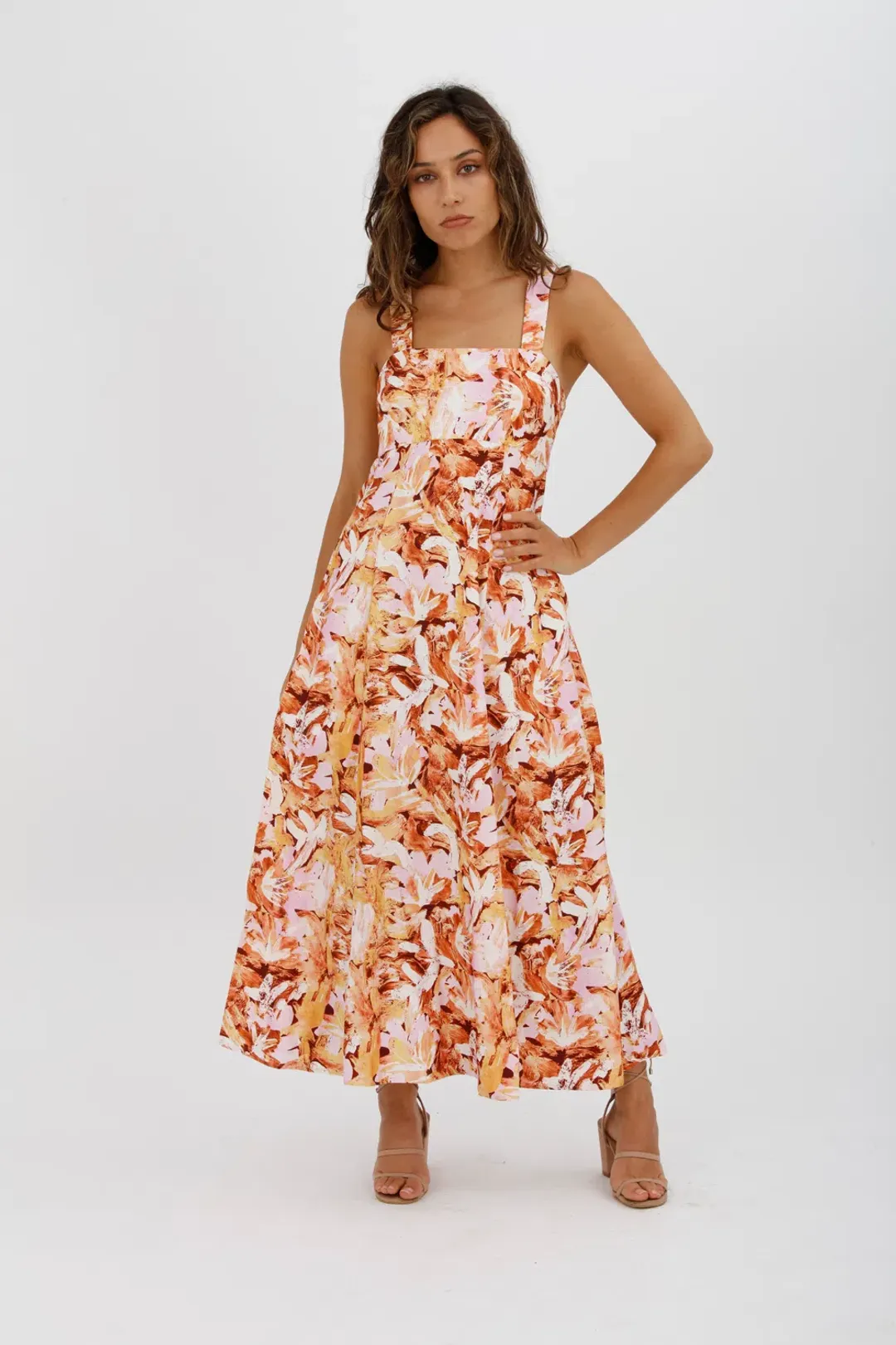 Acler Withington Dress Midi Blush Print Size 8 for rent on The Volte - main image