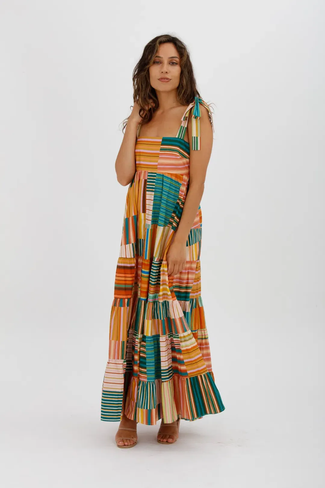 Alemais Sloane Tiered Midi Dress Multi Size 10 for rent on The Volte - main image