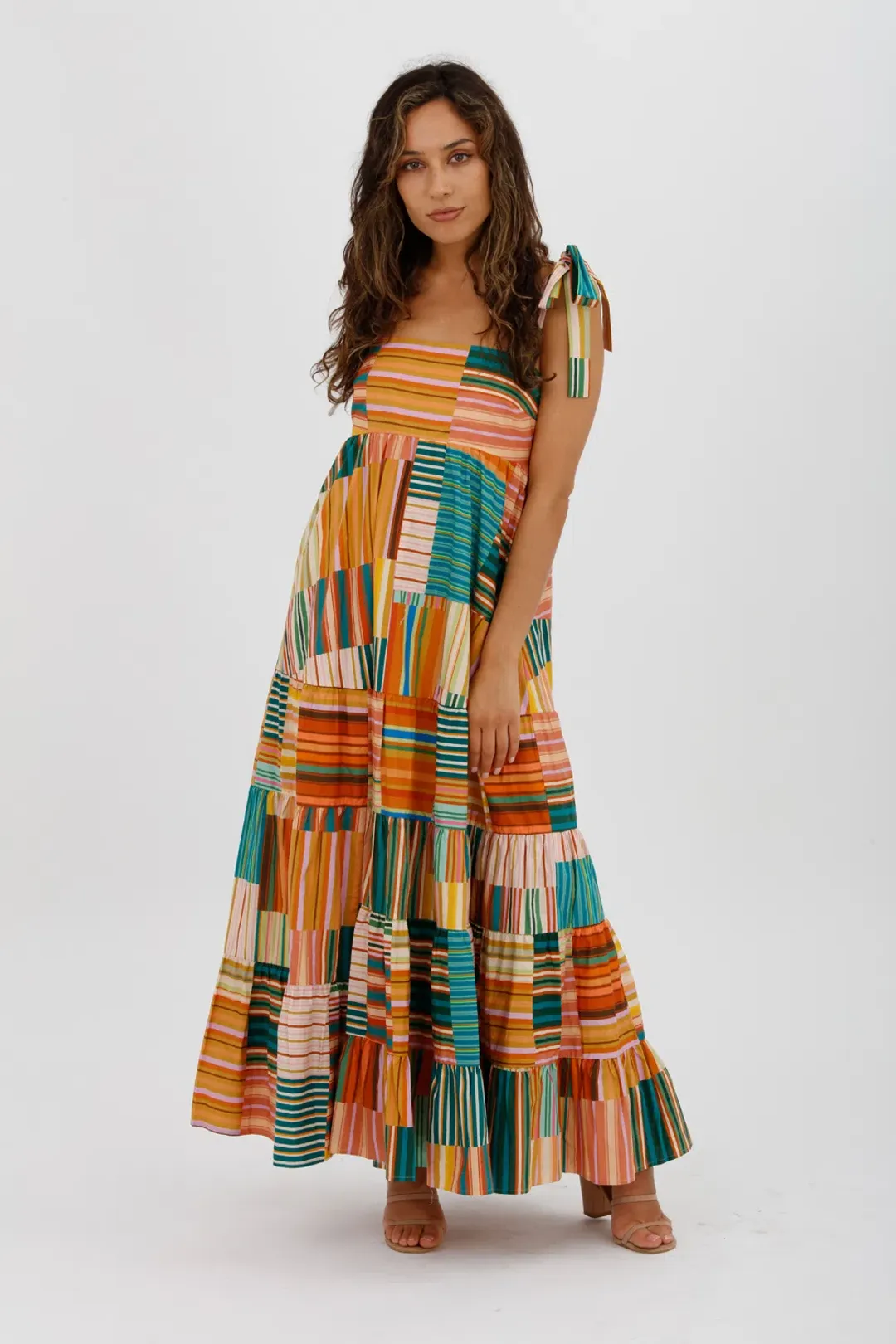 Alemais Sloane Tiered Midi Dress Multi Size 10 for rent on The Volte - main image