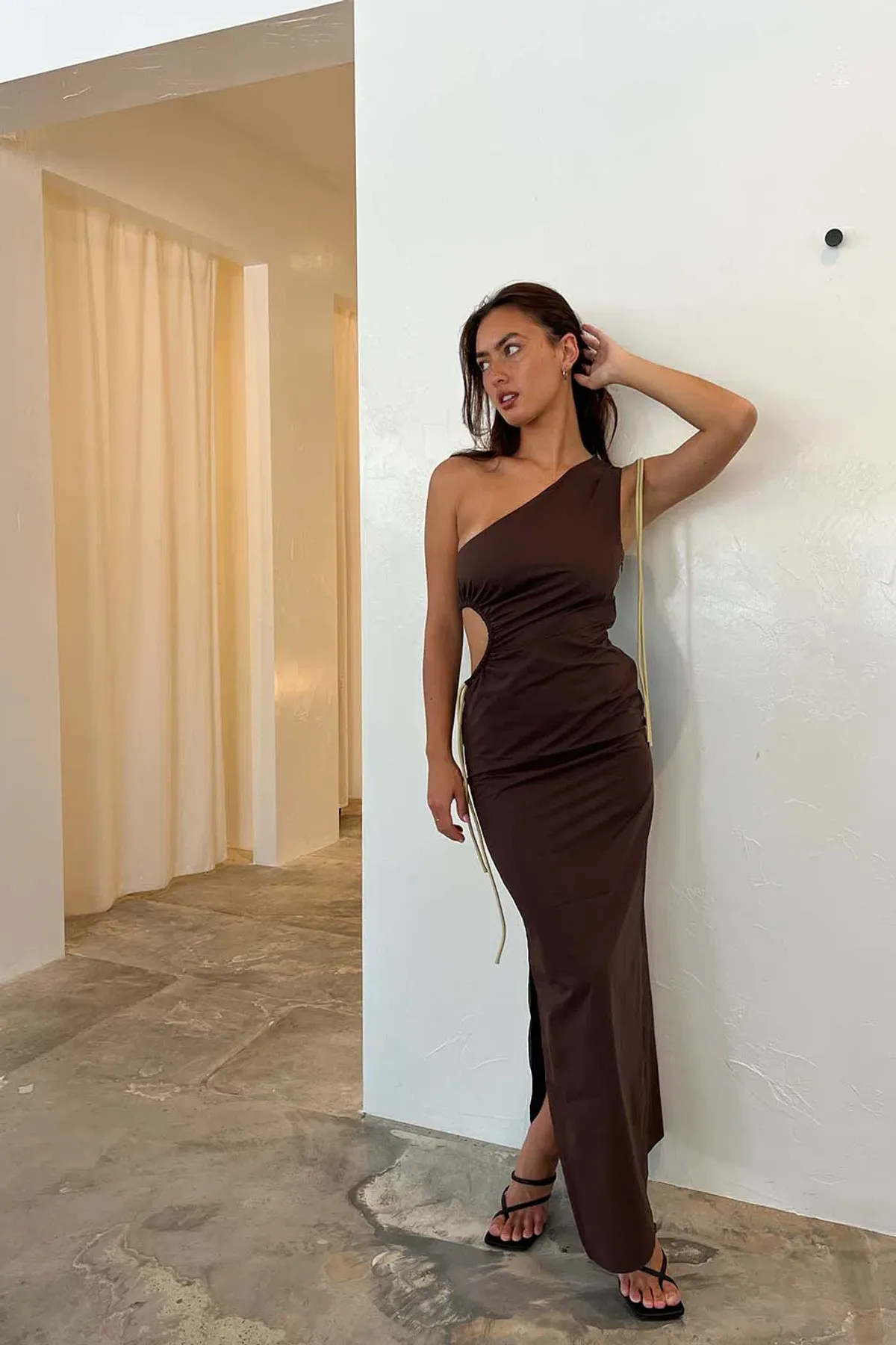 Sir the Label Jeanne One Shoulder Midi Dress Brown Size 1 /Au 8 - Image 2