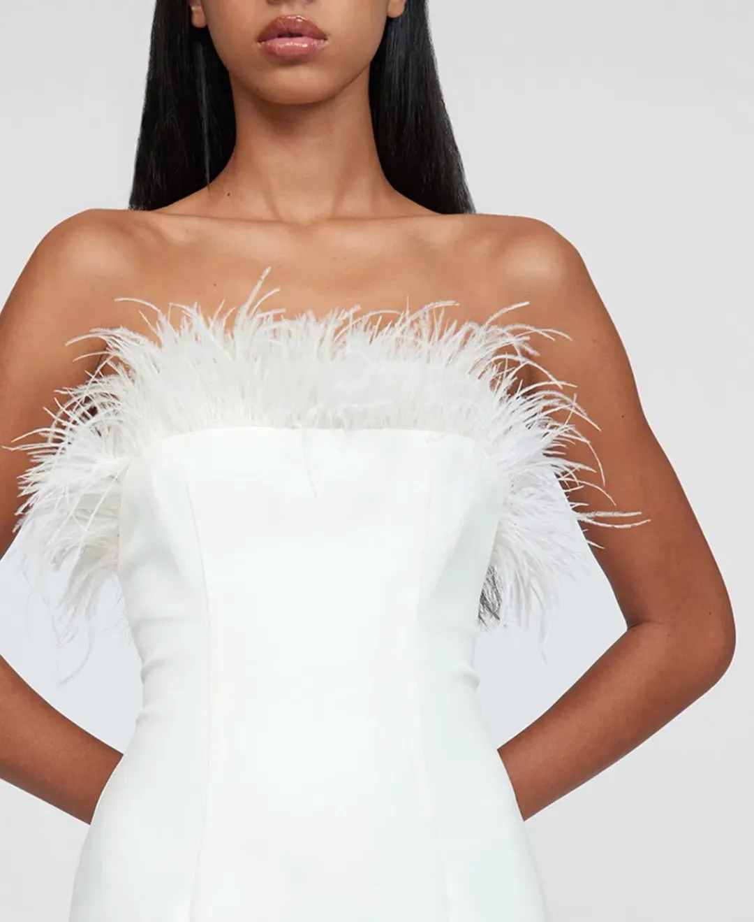 By Johnny Johnny Feather Mini Dress White Size 10 / M for rent on The Volte - main image