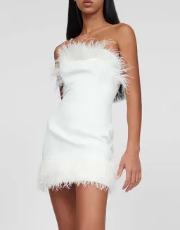 By Johnny Johnny Feather Mini Dress White Size 10 / M for rent on The Volte - image 4