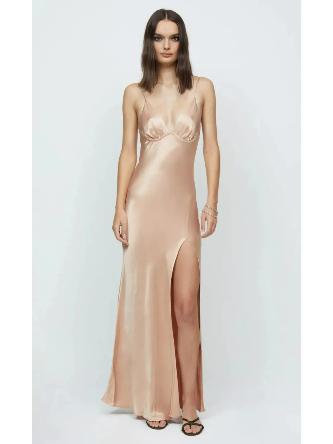 Bec & Bridge Ren Split Maxi Dress Gold Size AU 6 for rent on The Volte - main image