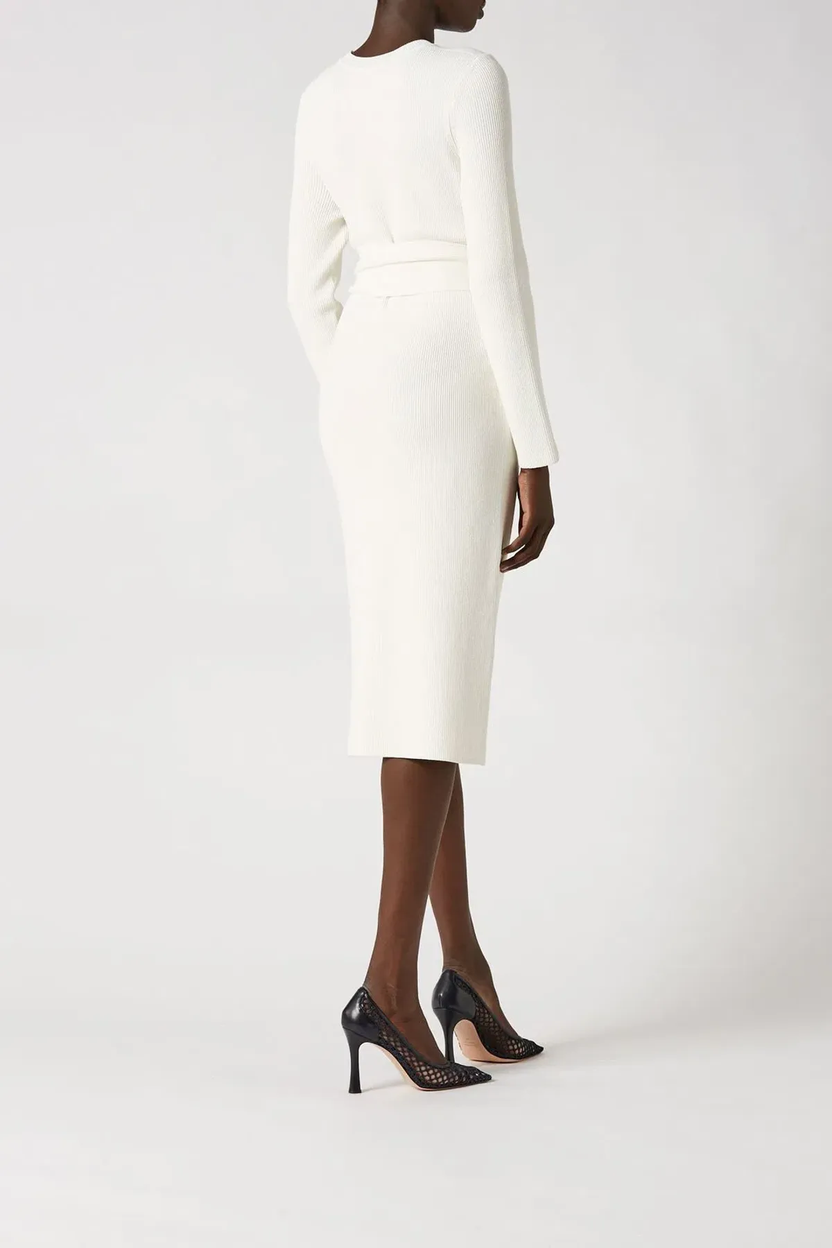 Scanlan Theodore Crepe Knit Belted Dress White Size XS / AU 6 - Image 3