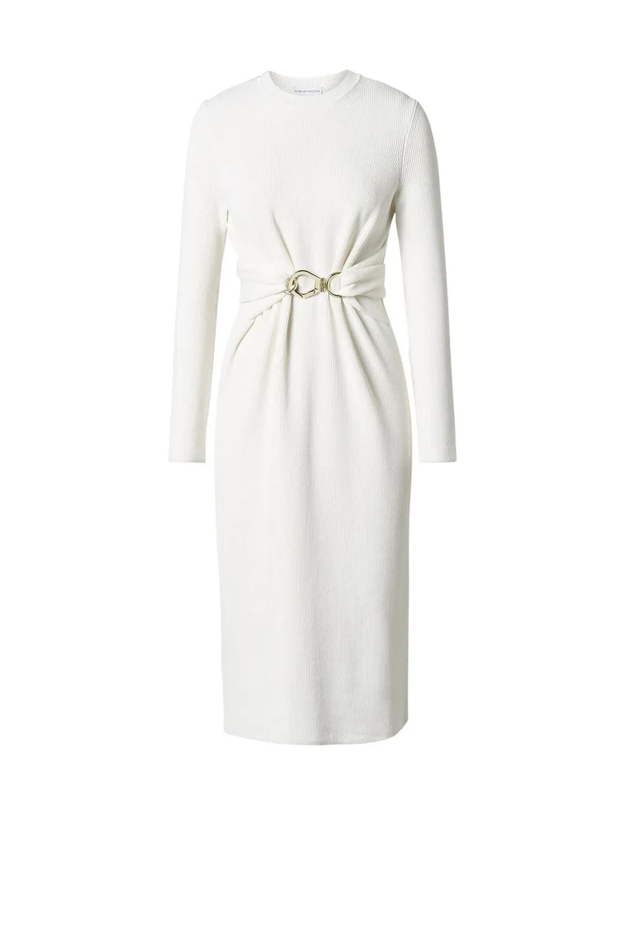 Scanlan Theodore Crepe Knit Belted Dress White Size XS / AU 6 - Image 4