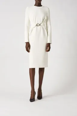 Scanlan Theodore Crepe Knit Belted Dress White Size XS / AU 6 for rent on The Volte - image 1