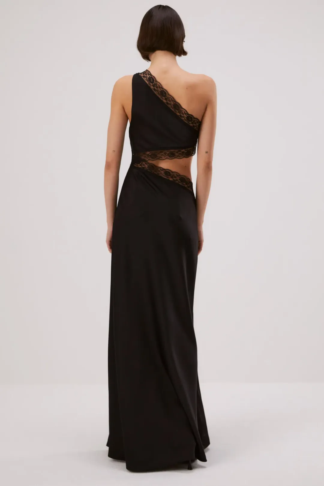 MISHA Jillian Satin Dress Black Size 8/S for rent on The Volte - main image