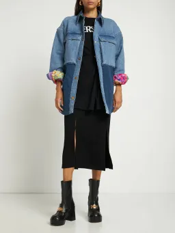 Versace Oversized Patchwork Cotton Denim Shirt Size 8 for rent on The Volte - image 1