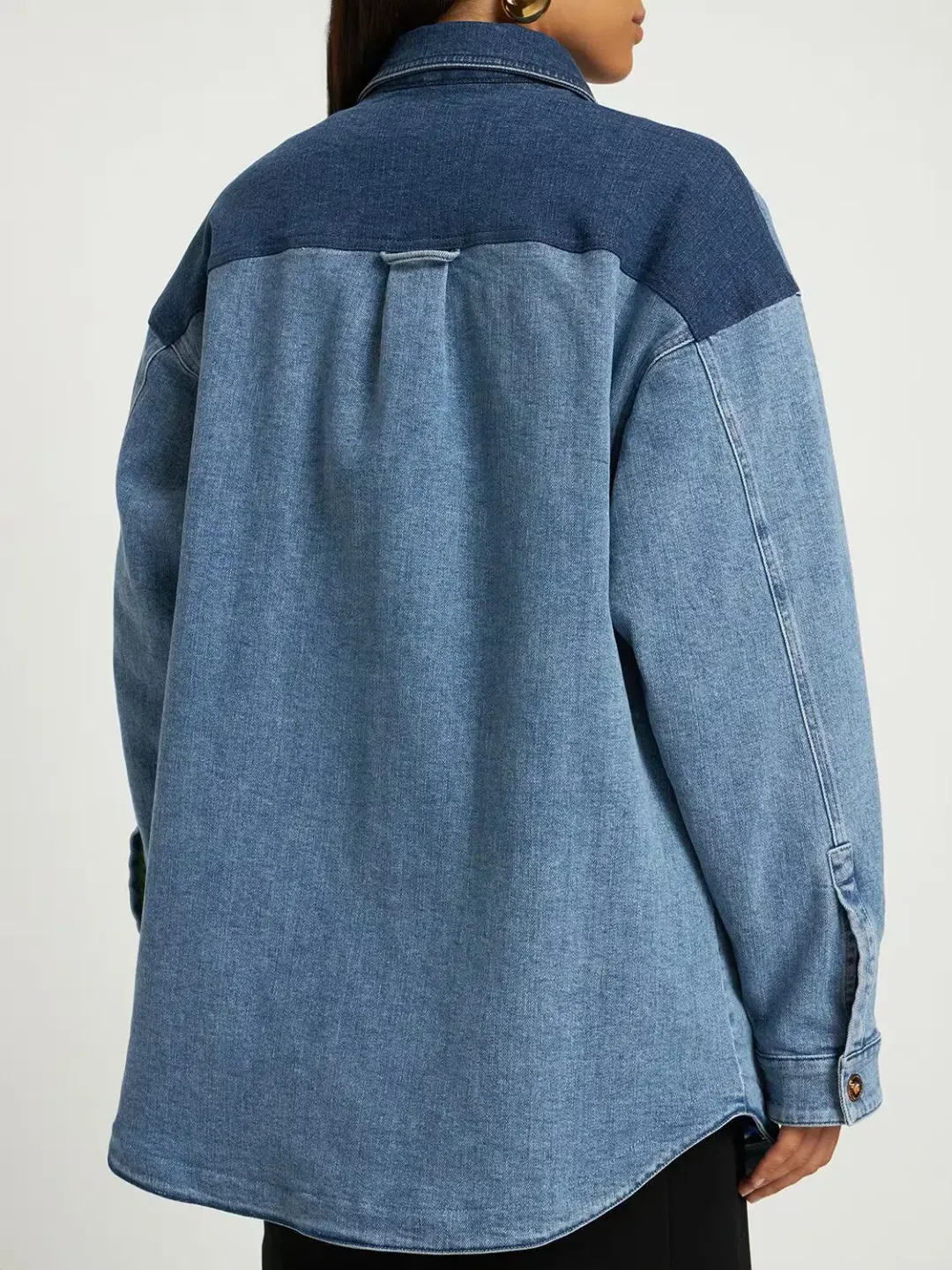 Versace Oversized Patchwork Cotton Denim Shirt Size 8 for rent on The Volte - main image