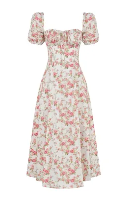House of CB Rose Print Puff Sleeve Midi Sundress Floral Size L/AU 12 for rent on The Volte - image 4