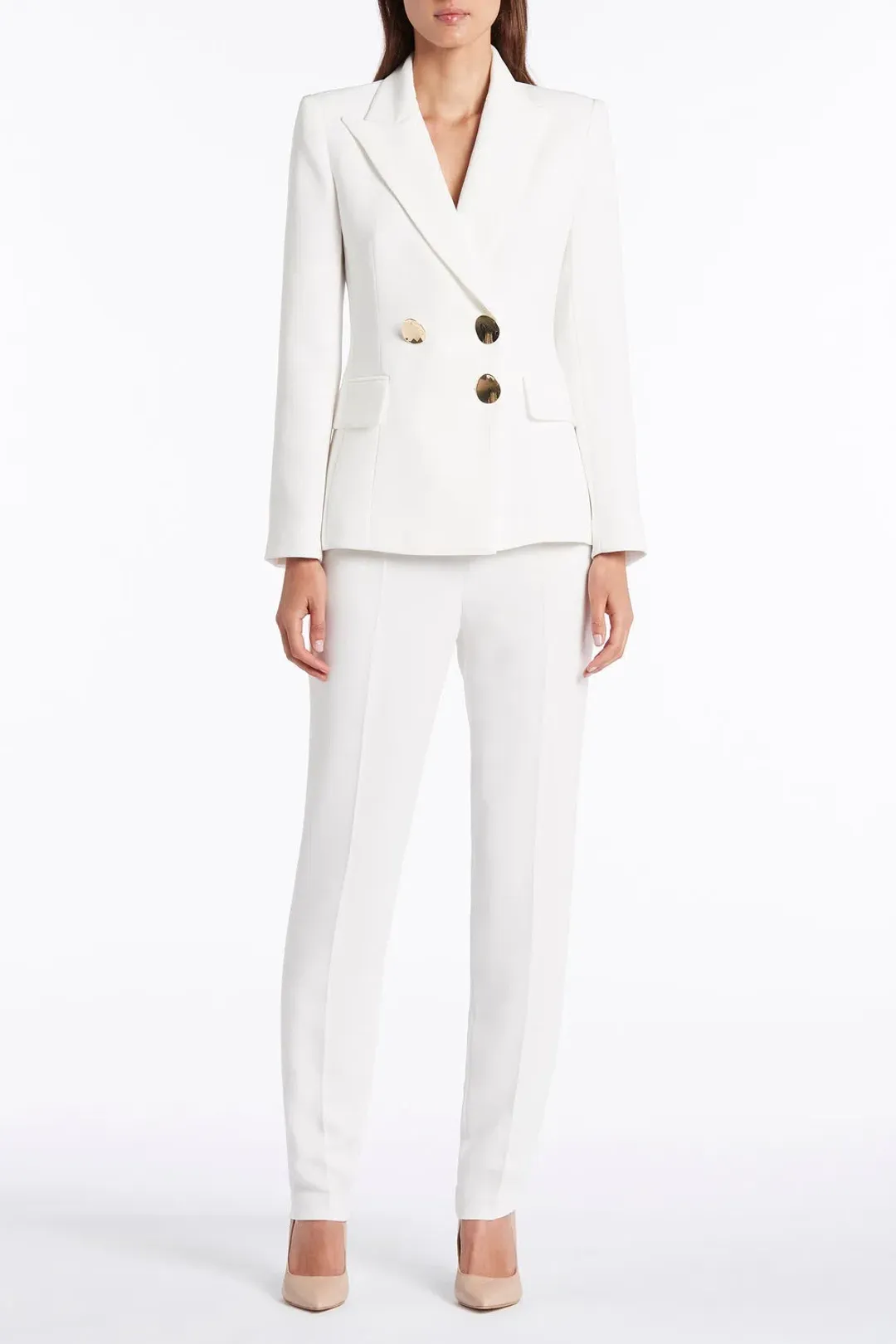 Carla Zampatti Long Line Jacket and Pants White Size 10 for rent on The Volte - main image