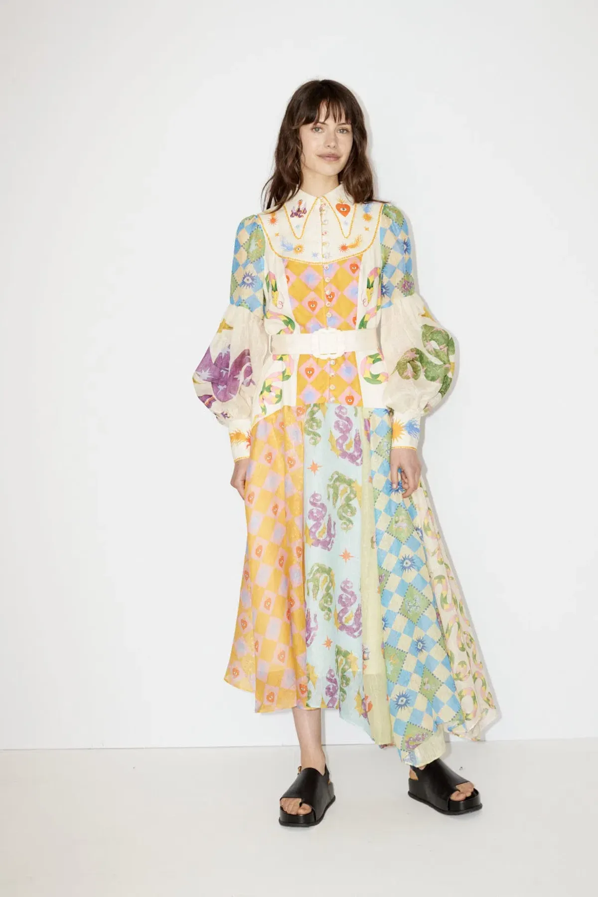 Alemais Lou Balloon Sleeve Shirtdress Multi Size 16 - Image 1