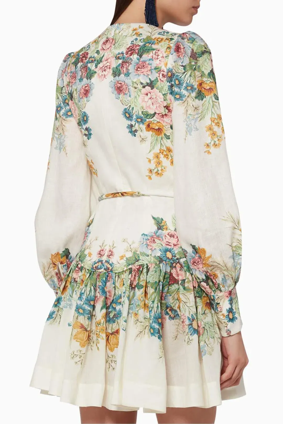 Zimmermann Wavelength Bell Sleeve Mini Dress Floral Size 0/Au 8 for rent on The Volte - main image