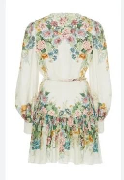 Zimmermann Wavelength Bell Sleeve Mini Dress Floral Size 0/Au 8 for rent on The Volte - image 4