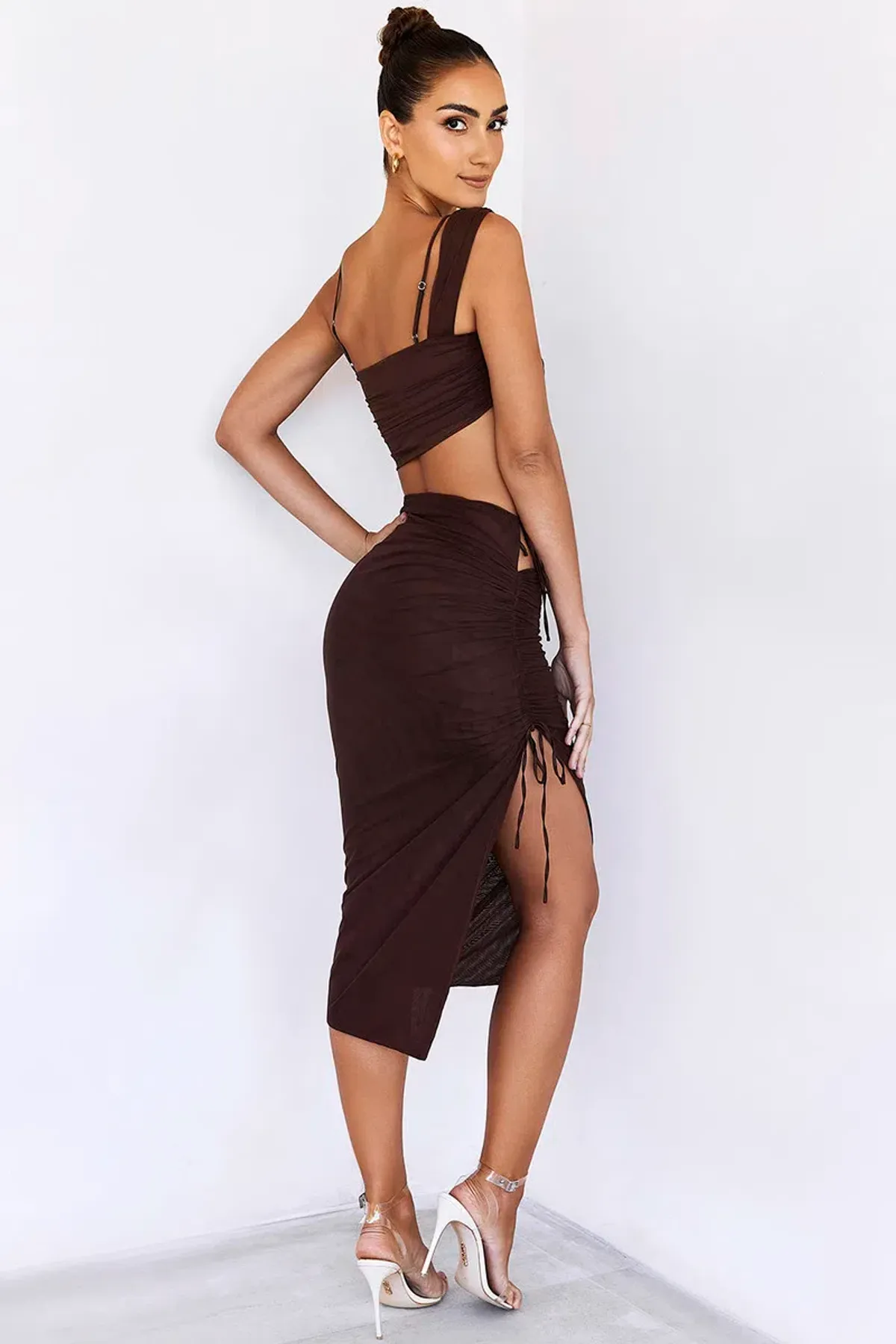 House of CB Mistress Rocks Theory Top and Purity Skirt Set Brown Size XL - Image 4
