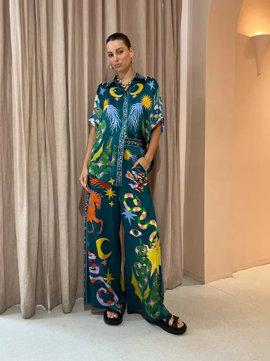 Alemais Guardian Oversized Shirt and Pant Set Multi Size 10/12 for rent on The Volte - main image