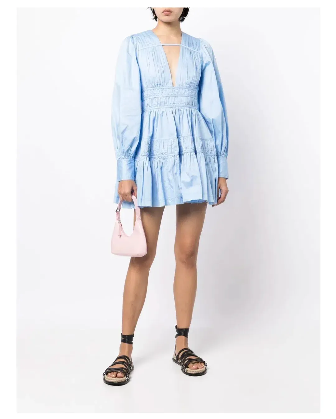 Aje Fallingwater Gathered Mini Dress Blue Size 12 / L for rent on The Volte - main image