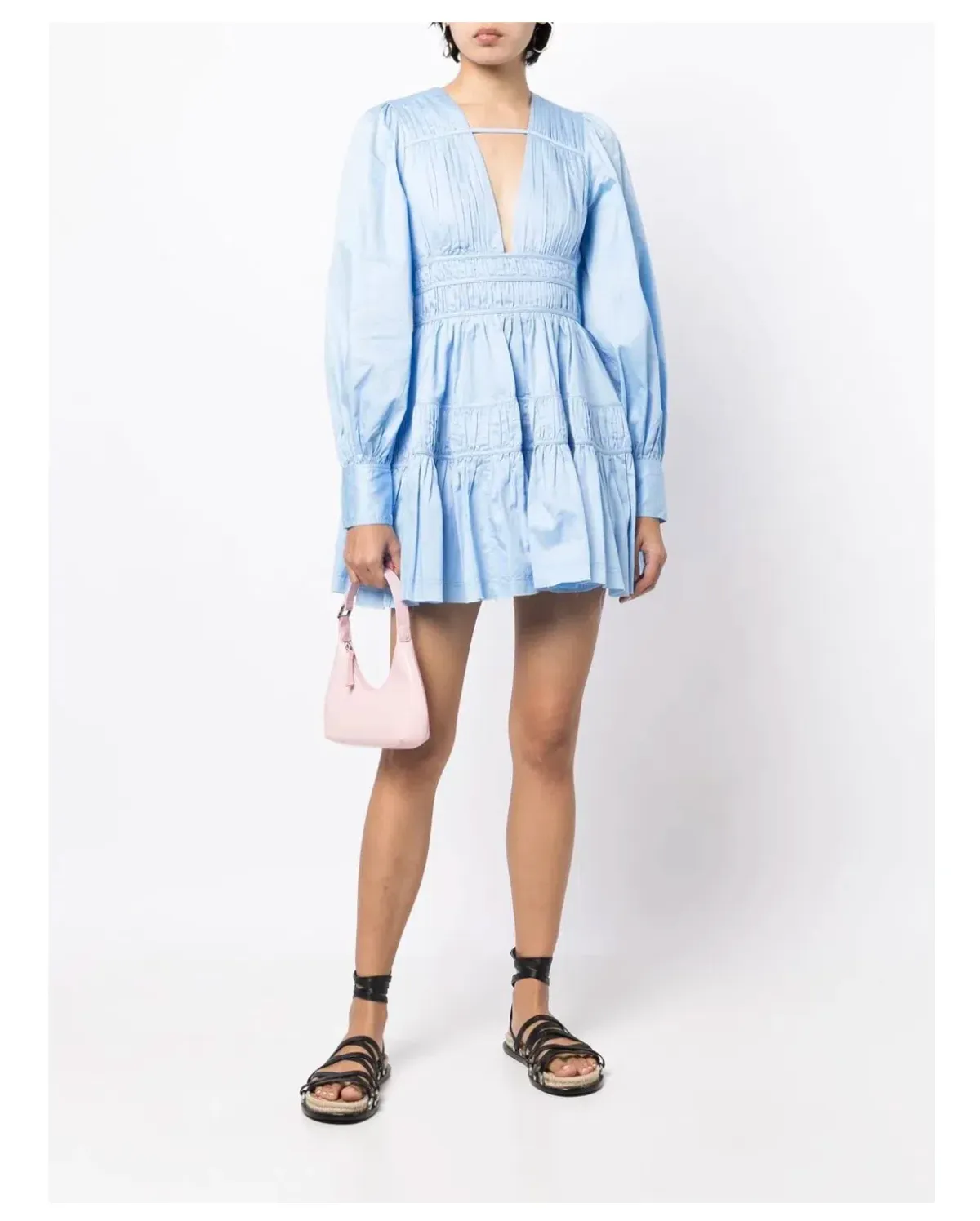 Aje Fallingwater Gathered Mini Dress Blue Size 12 / L - Image 1