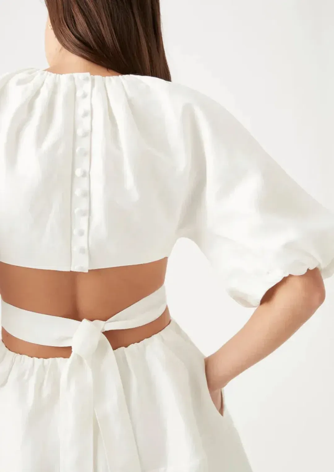 Aje Mimosa Cut Out Mini Dress White Size AU 8 for rent on The Volte - main image