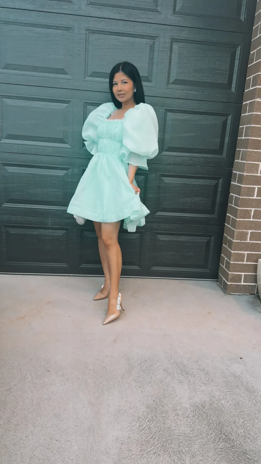 Aje Astrid Tie Back Dress Marine Green Size AU 8 for rent on The Volte - main image