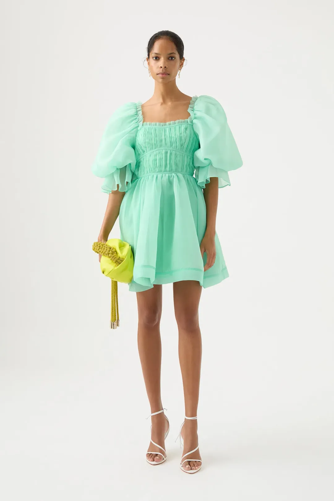 Aje Astrid Tie Back Dress Marine Green Size AU 8 for rent on The Volte - main image