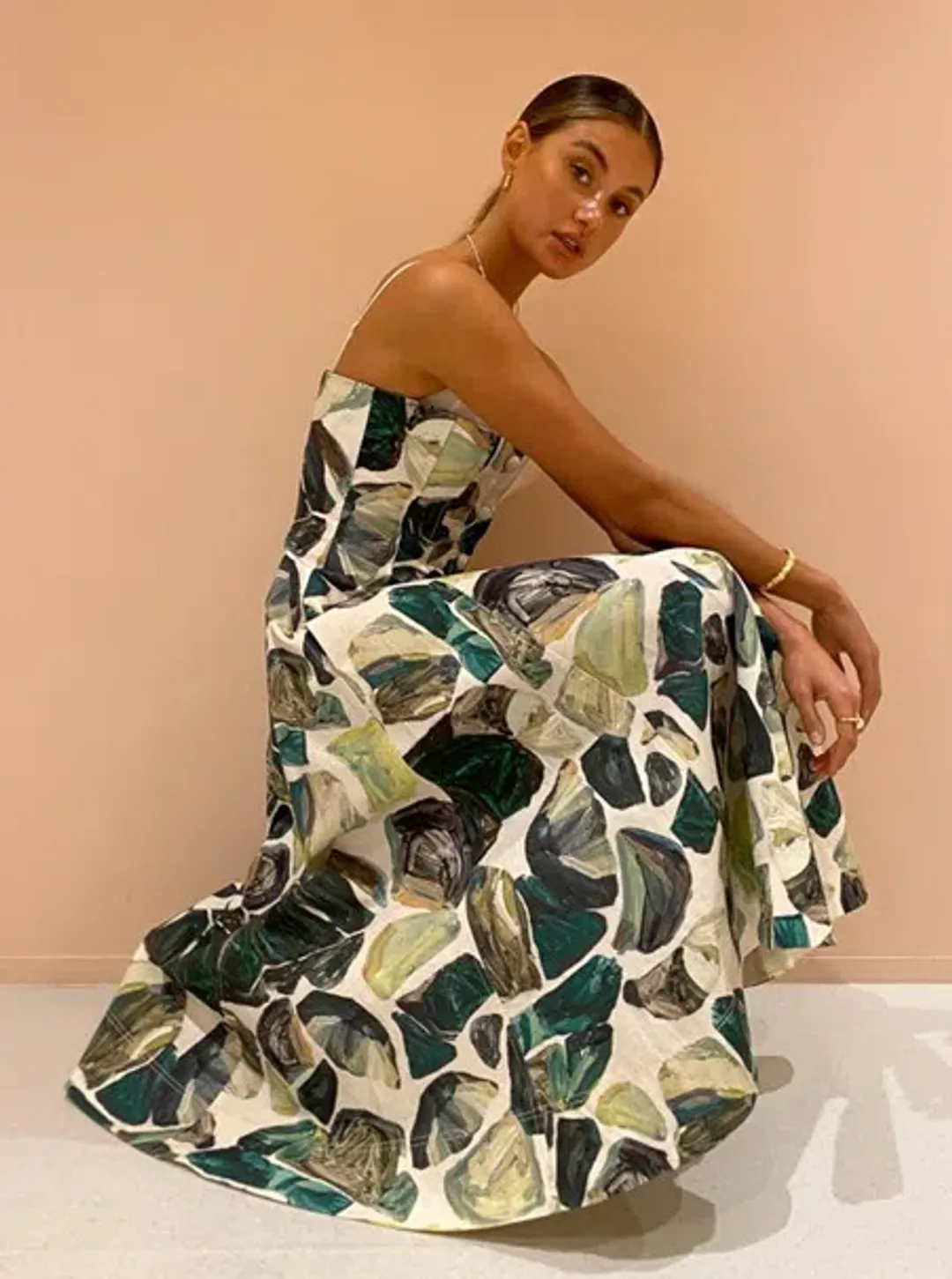 Alemais Siena Bandeau Midi Dress in Green Size AU 12 for rent on The Volte - main image