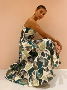 Alemais Siena Bandeau Midi Dress in Green Size AU 12 for rent on The Volte - image 3