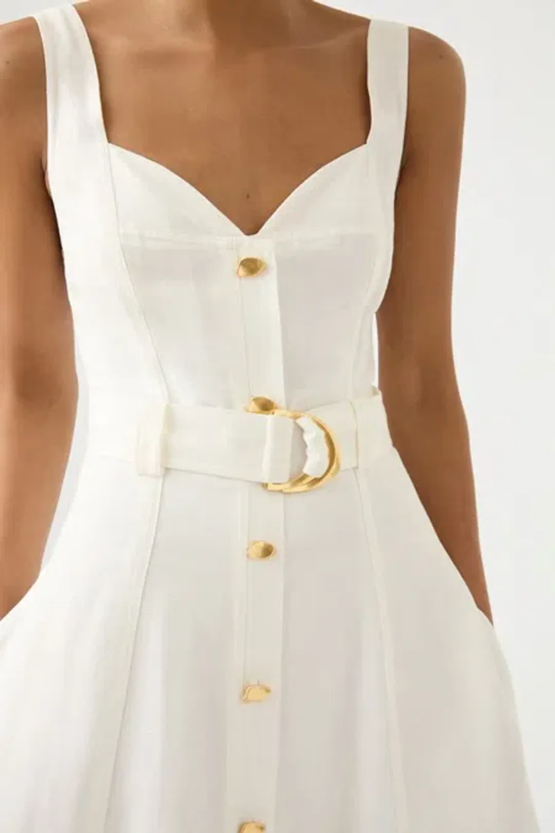Aje Clay Belted Midi Dress White Size AU 10 for rent on The Volte - main image