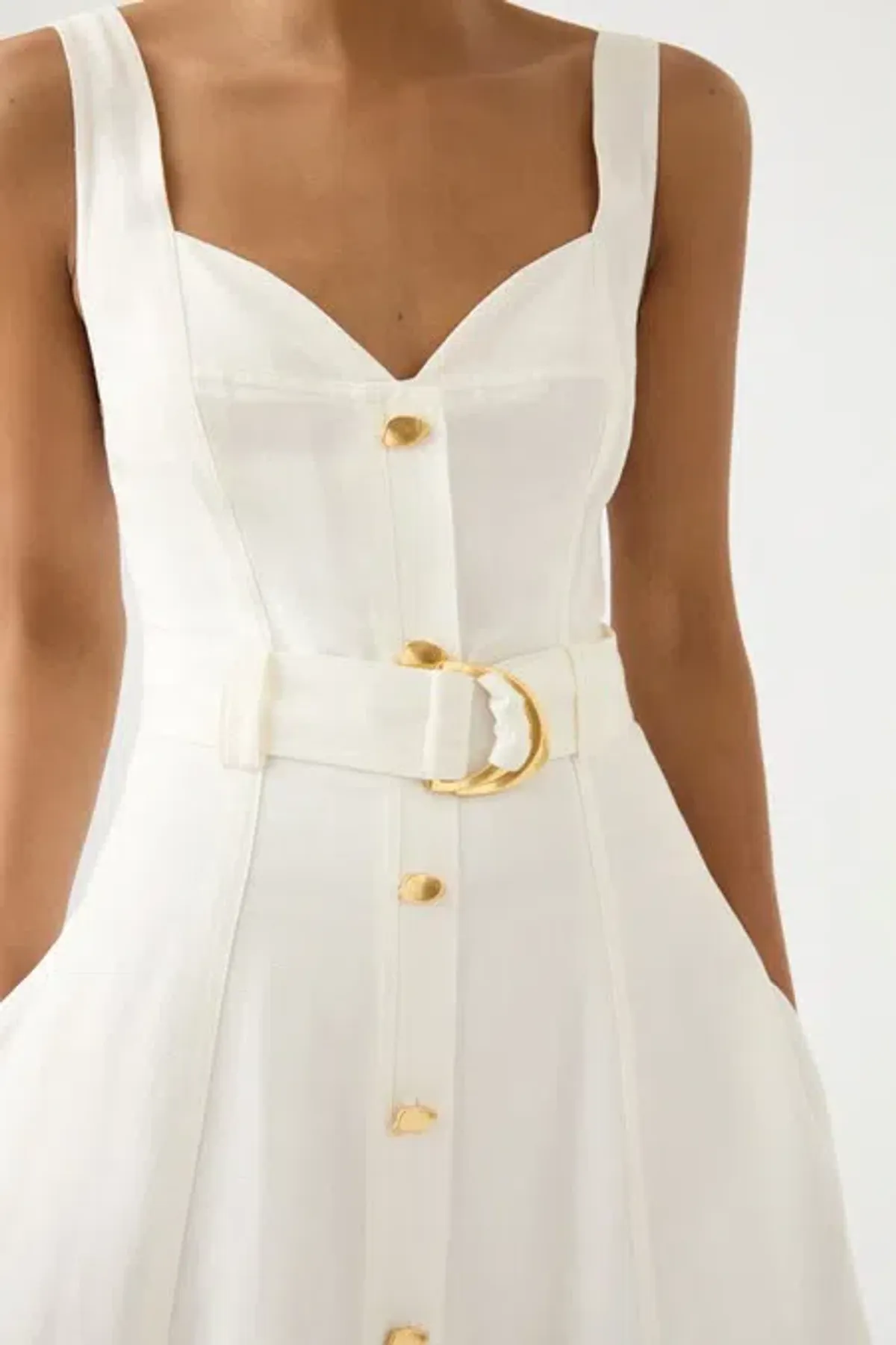 Aje Clay Belted Midi Dress White Size AU 10 - Image 4