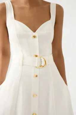 Aje Clay Belted Midi Dress White Size AU 10 for rent on The Volte - image 4
