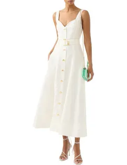 Aje Clay Belted Midi Dress White Size AU 10 for rent on The Volte - image 1