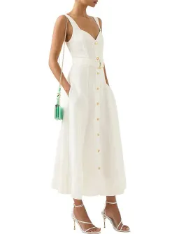 Aje Clay Belted Midi Dress White Size AU 10 for rent on The Volte - image 2
