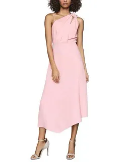 Reiss One Shoulder Delilah MIDI Dress Pink Size L / AU 12 for rent on The Volte - image 1