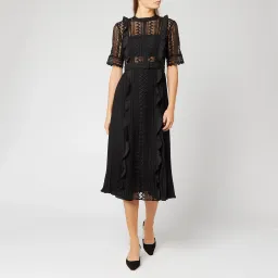 Self Portrait Geometric Lace Midi Dress Black Size AU 6 for rent on The Volte - image 1