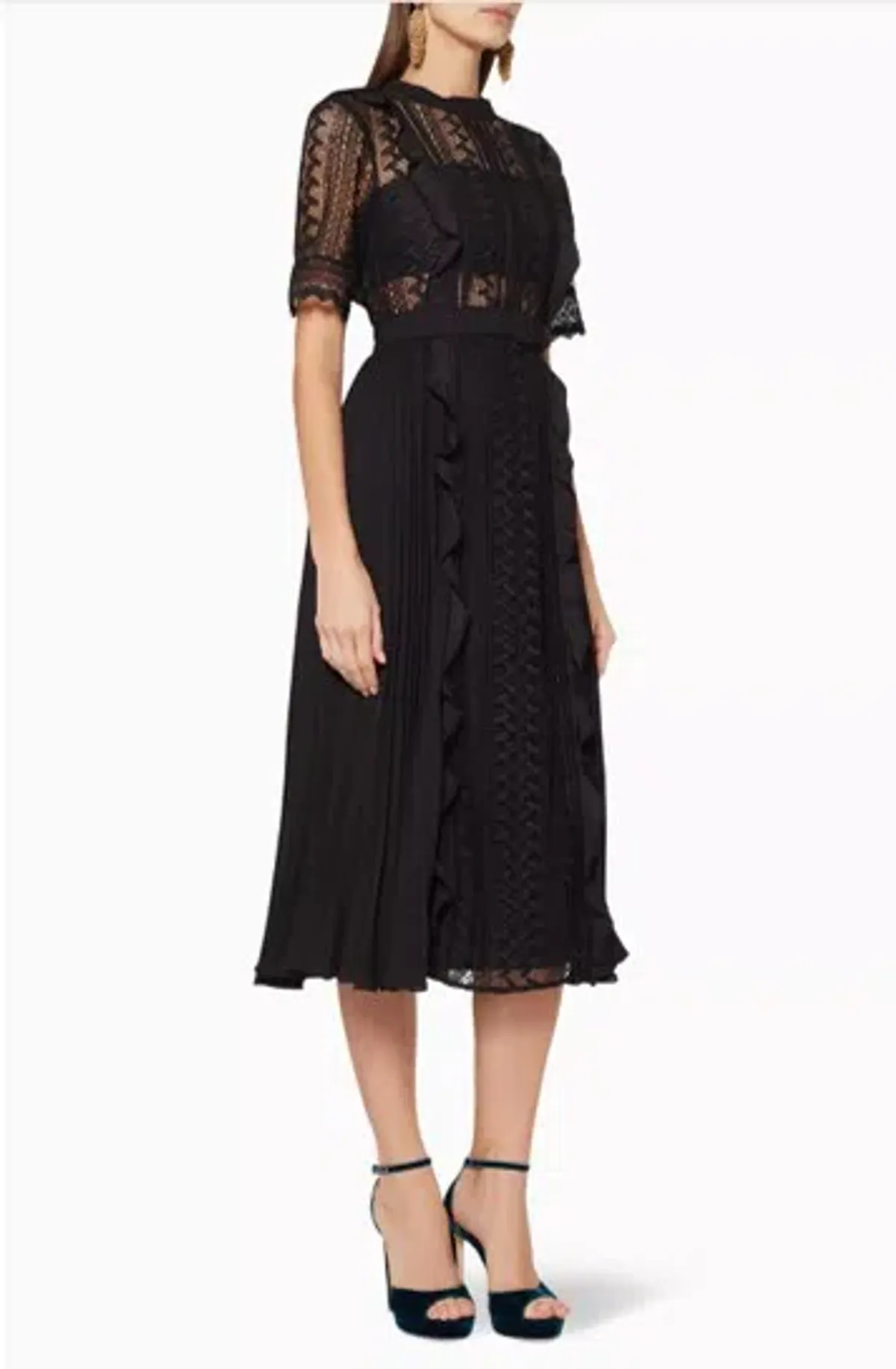 Self Portrait Geometric Lace Midi Dress Black Size AU 6 - Image 5