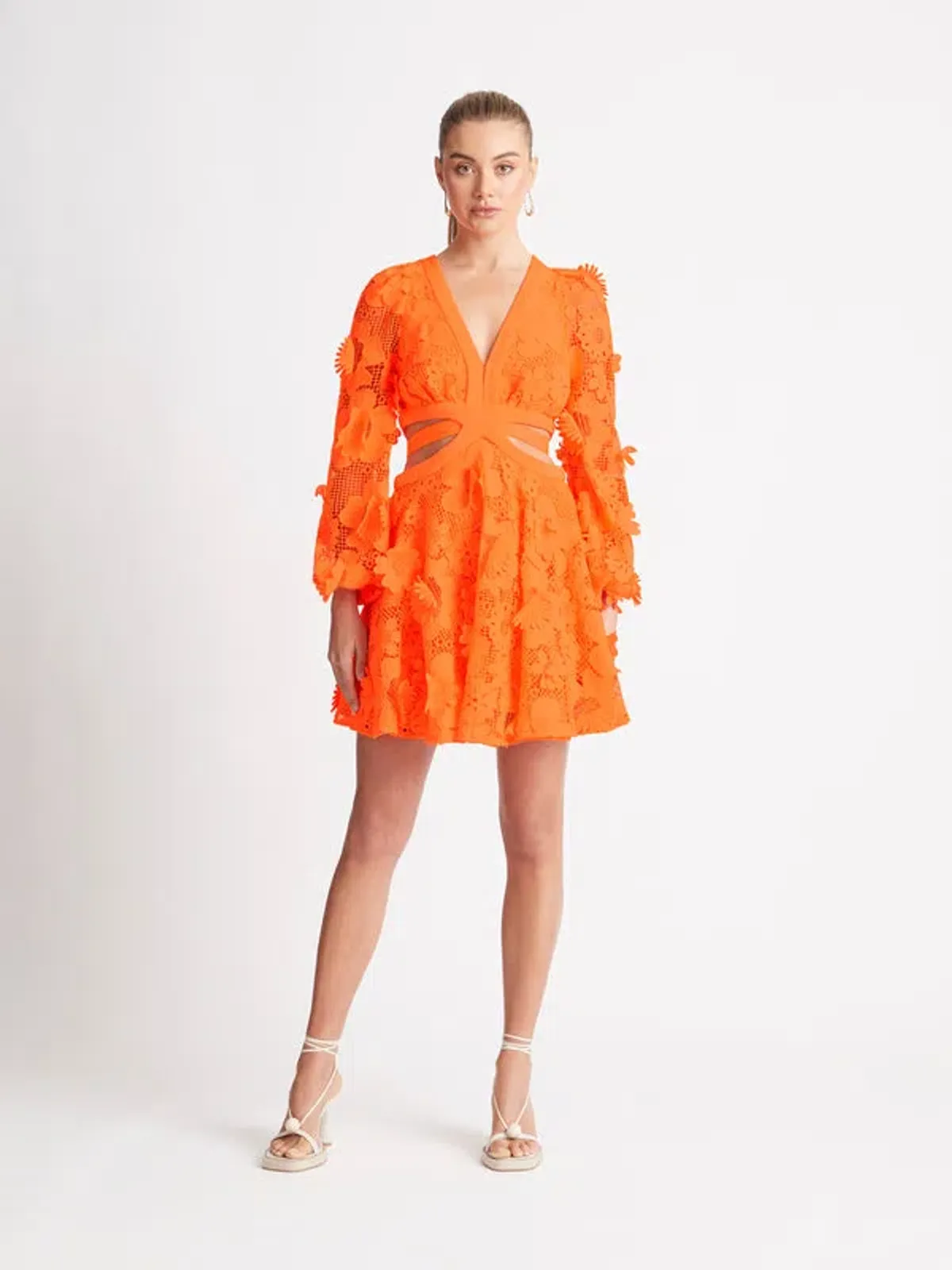 Sheike Bright Blooms Lace Dress Orange Size 6 for rent on The Volte - main image