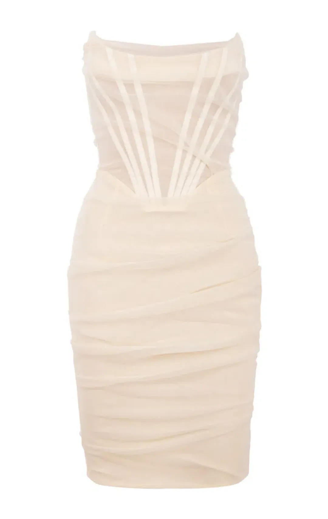 House of CB Leila Strapless Mesh Corset Dress Ivory Size XS/Au 6 for rent on The Volte - main image