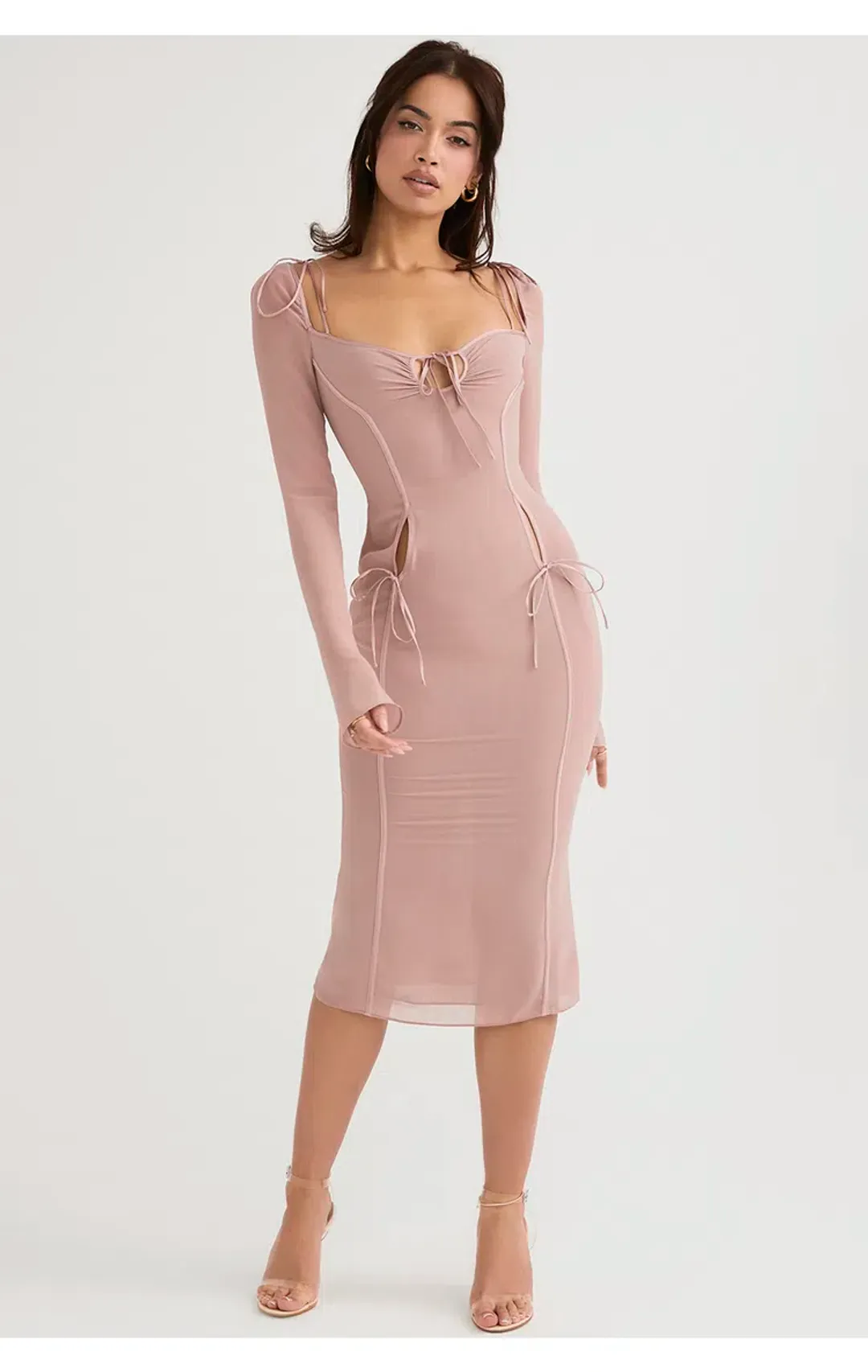 House of CB Ophelia Cutout Midi Dress Blush Size XS / Au 6 for rent on The Volte - main image
