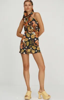Shona Joy Okala Silk Cross Front Halter Mini Dress Okala Print Size 12 for rent on The Volte - image 3