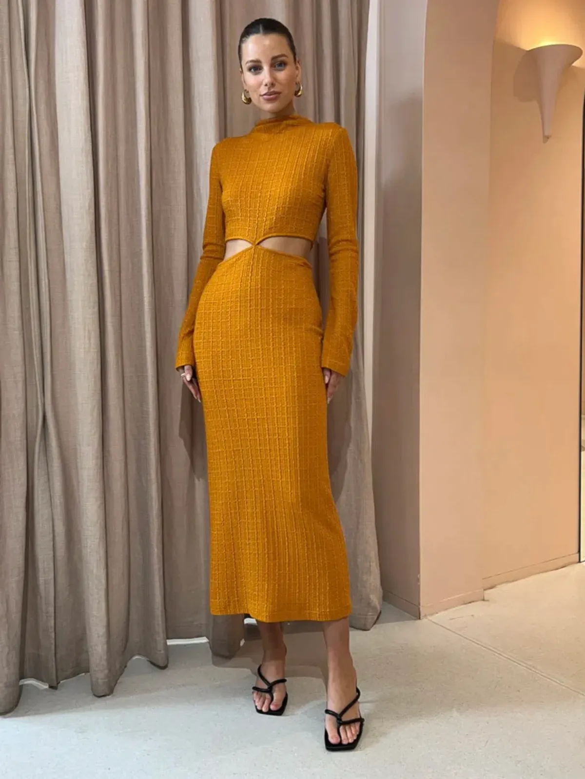 Camilla And Marc Nemesia Long Sleeve Dress in Burnt Orange Size 8 for rent on The Volte - main image