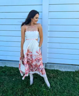 Zimmermann The Devi Scallop Midi Dress in Cream Floral Size 0/Au 8 for rent on The Volte - image 2