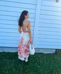 Zimmermann The Devi Scallop Midi Dress in Cream Floral Size 0/Au 8 for rent on The Volte - image 3