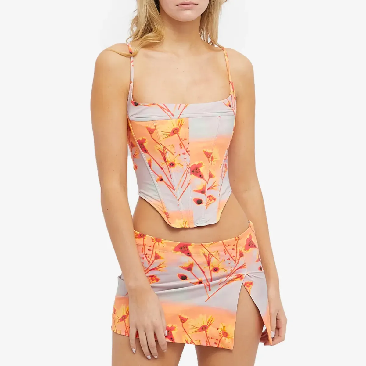 Miaou Venus Corset and Micro Mini Skirt Sunrise Set Orange Size M/Au 10 - Image 1